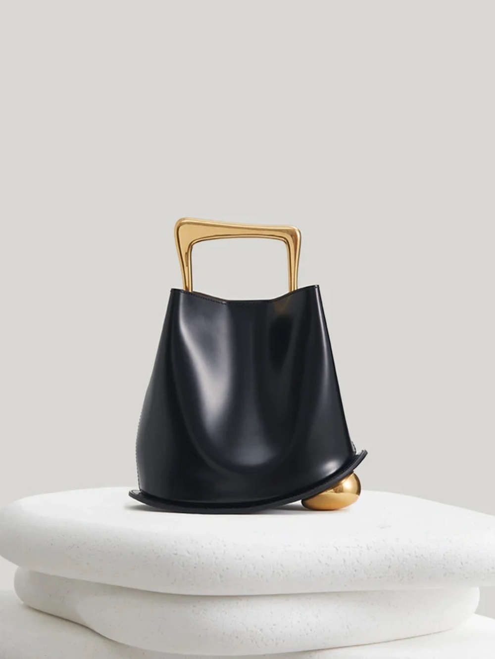 Culbia Leather OZZY BAG - BLACK & GOLD Medium Size